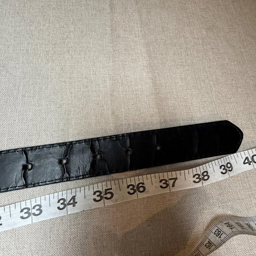 Black Velvet Belt With Faux Pearl Buckle S/M